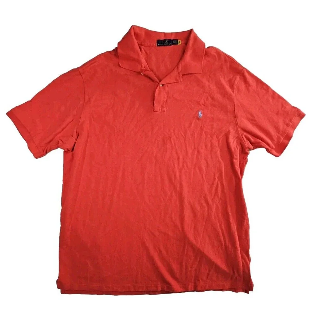 Polo Ralph Lauren Shirt Men's Size 3XLT Red Salmon Knit Short Sleeve